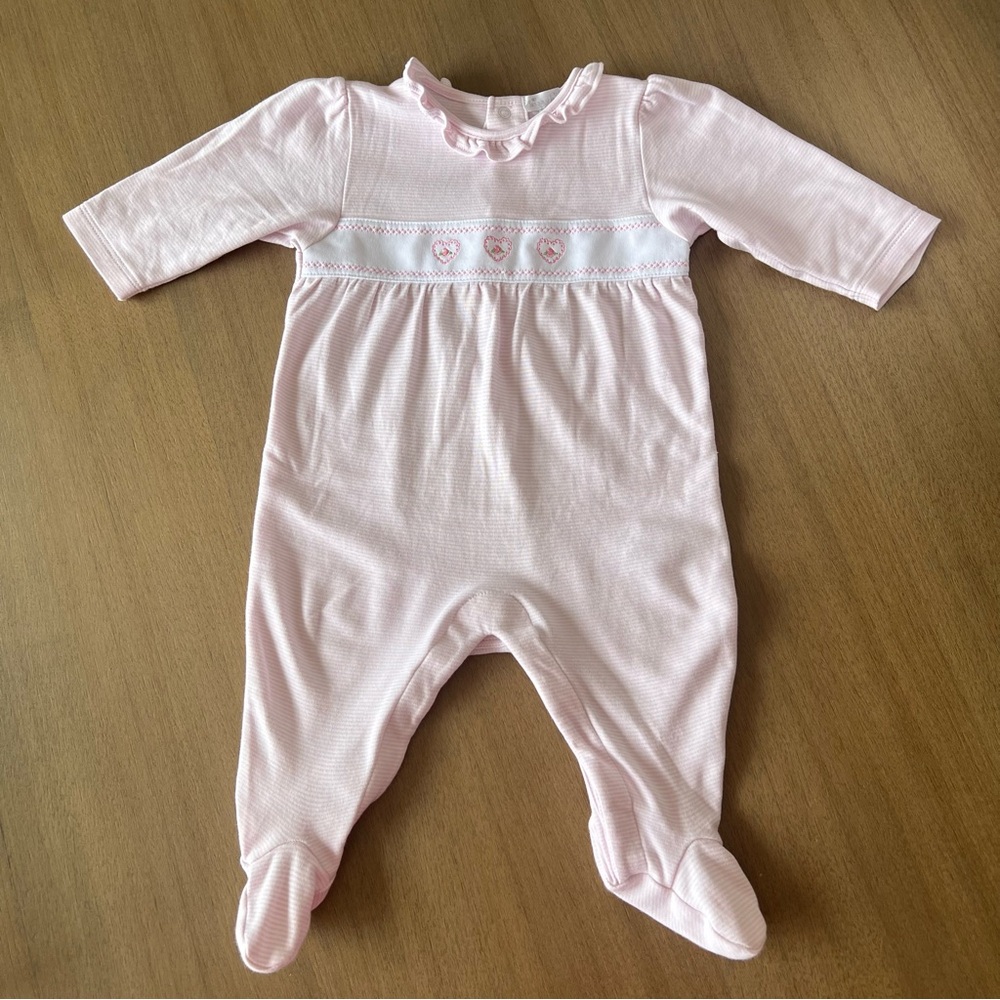 NWOT Kissy Kissy pale pink embroidered cotton footie/onesie